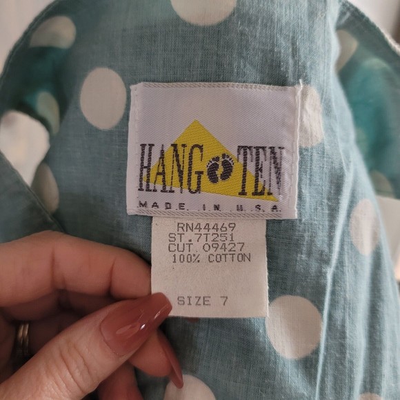 Vintage HANG TEN Polka Dot Dress Women Size 7 open side Sundress Pinup 80s/90s - Picture 5 of 16